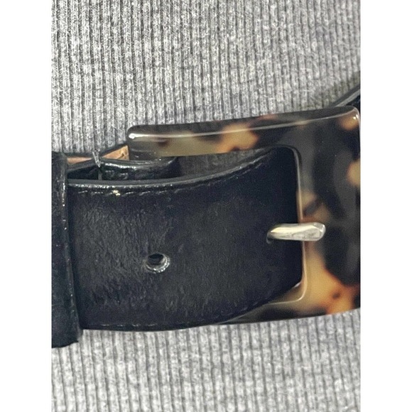 WCM New York Womens Suede Leather Size Medium Tortoise Shell Style Buckle Belt - Picture 2 of 10